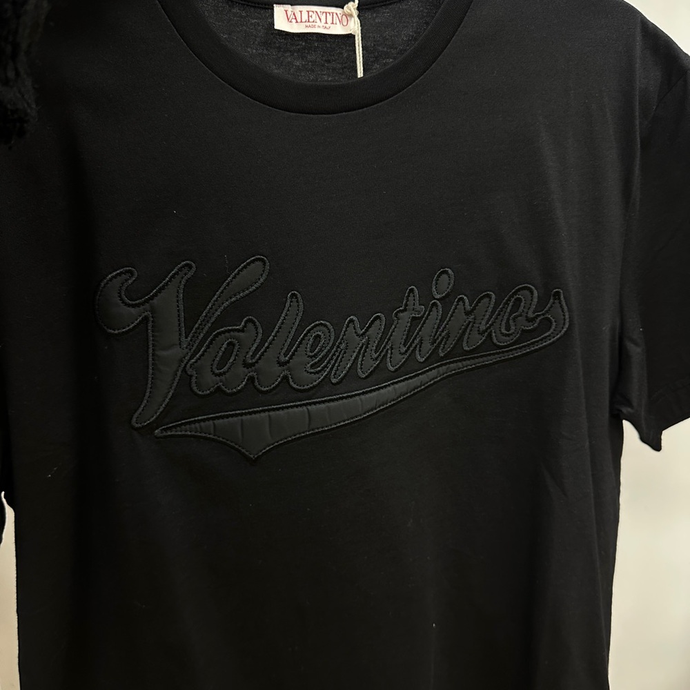 Valentino Black Logo Embroidered Tee
